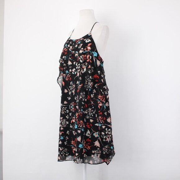 BCBG Maxazria Dress $178 Sz L Black Multi Color Floral 100% Polyester Dress - Picture 4 of 14